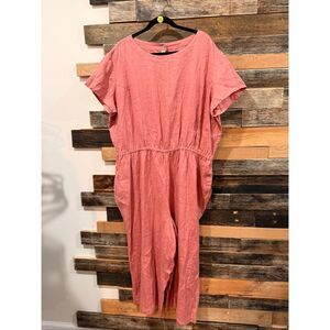 NotPerfectLinen pink linen jumpsuit snaps size L